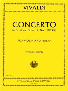 VIVALDI, Antonio (1680-1743) Concerto in G minor, Op. 12, No. 1 (RV317) for Violin and Piano (GALAMIAN)